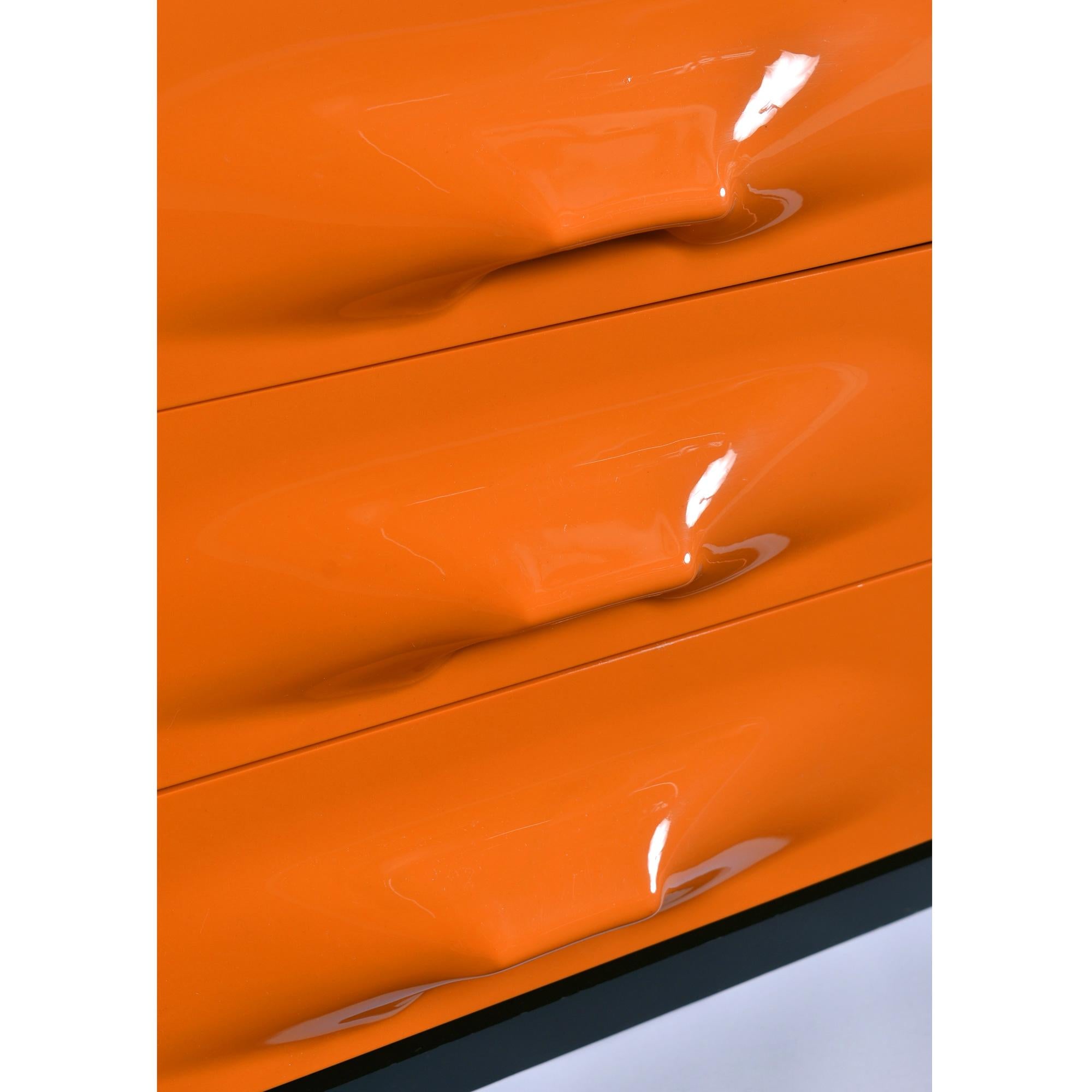 Raymond Loewy DF-2000 Orange Plastic Drawer Media Cabinet Credenza For Sale 4