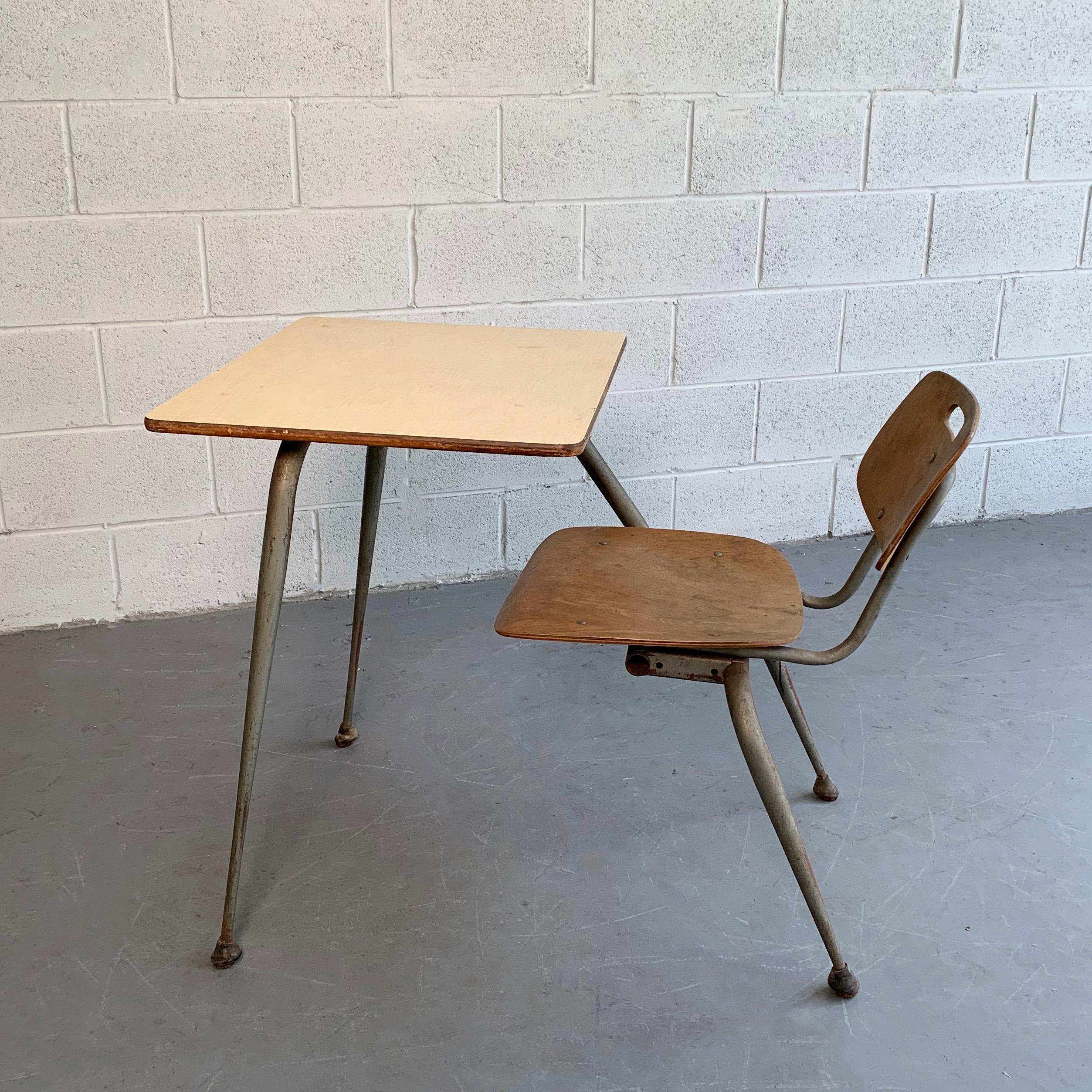 school desk with chair attached
