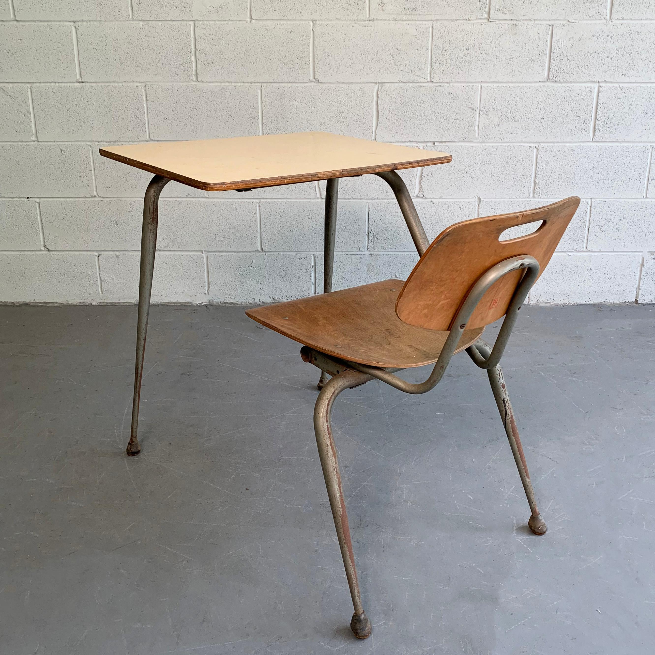 school desk with attached chair