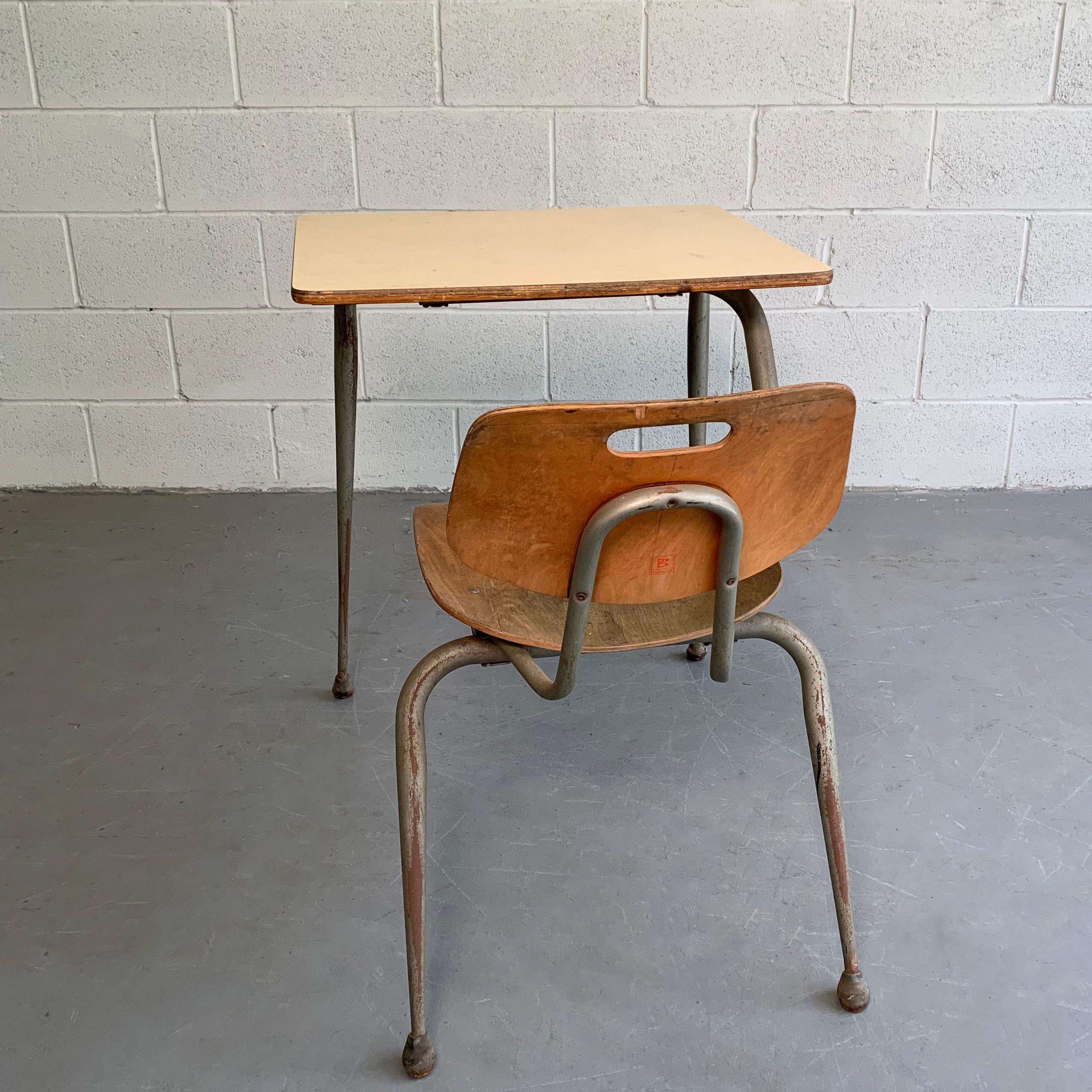 American Raymond Loewy for Brunswick Attached School Desk Chair Set