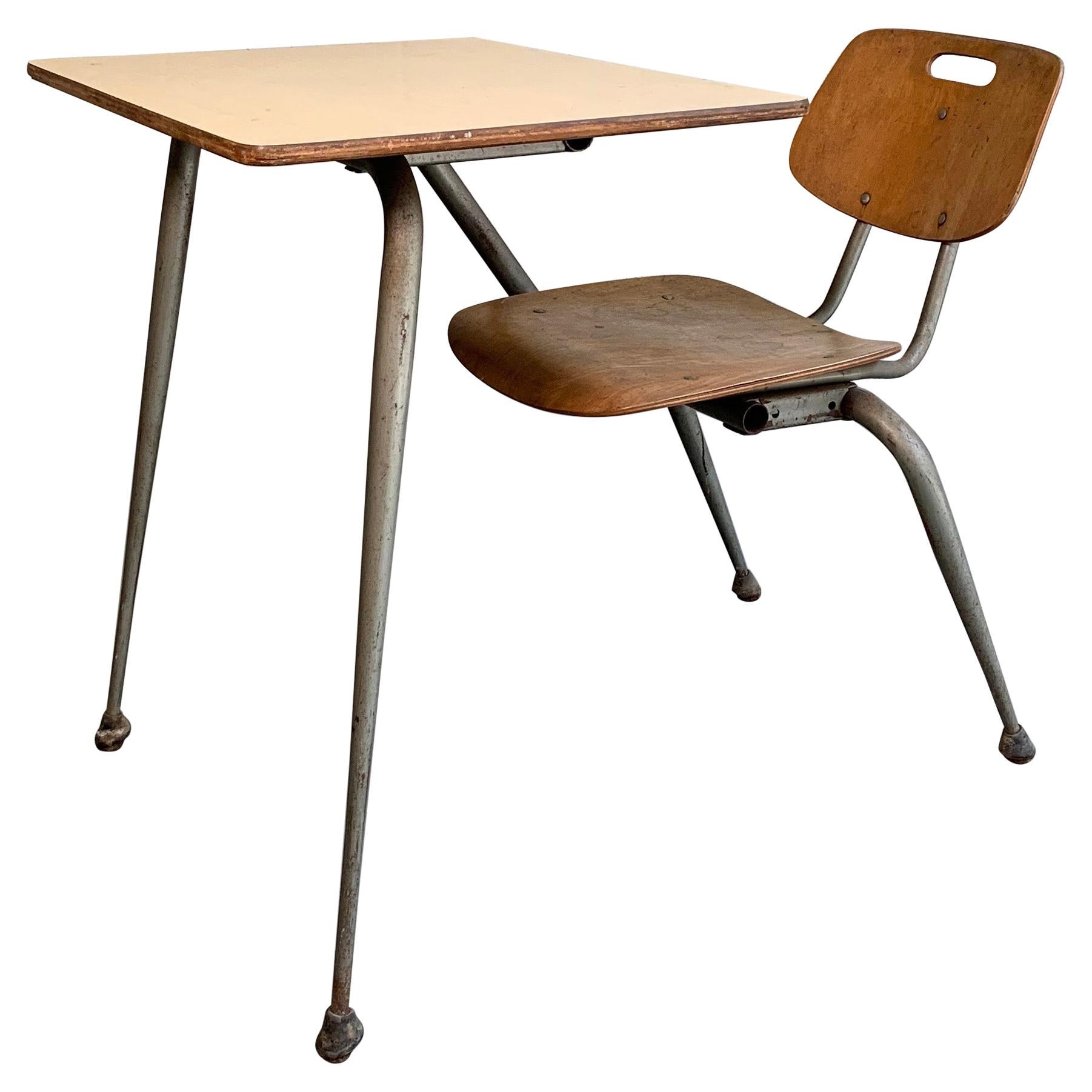 Raymond Loewy for Brunswick Attached School Desk Chair Set
