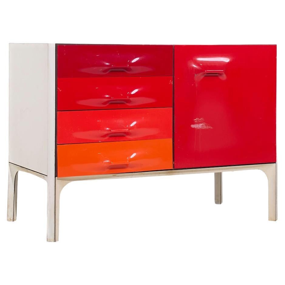 Raymond Loewy for Doubinsky Frères DF 2000 MCM Red Fiberglass Cabinet Credenza