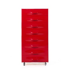 Raymond Loewy for Doubinsky Frères DF 2000 MCM Red Fiberglass Valet Cabinet