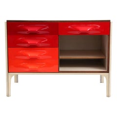 Raymond Loewy for Doubinsky Freres Red & Orange DF 2000 Chest or Desk
