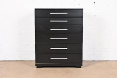 Raymond Loewy for Mengel Black Lacquered Highboy Dresser, Newly Refinished