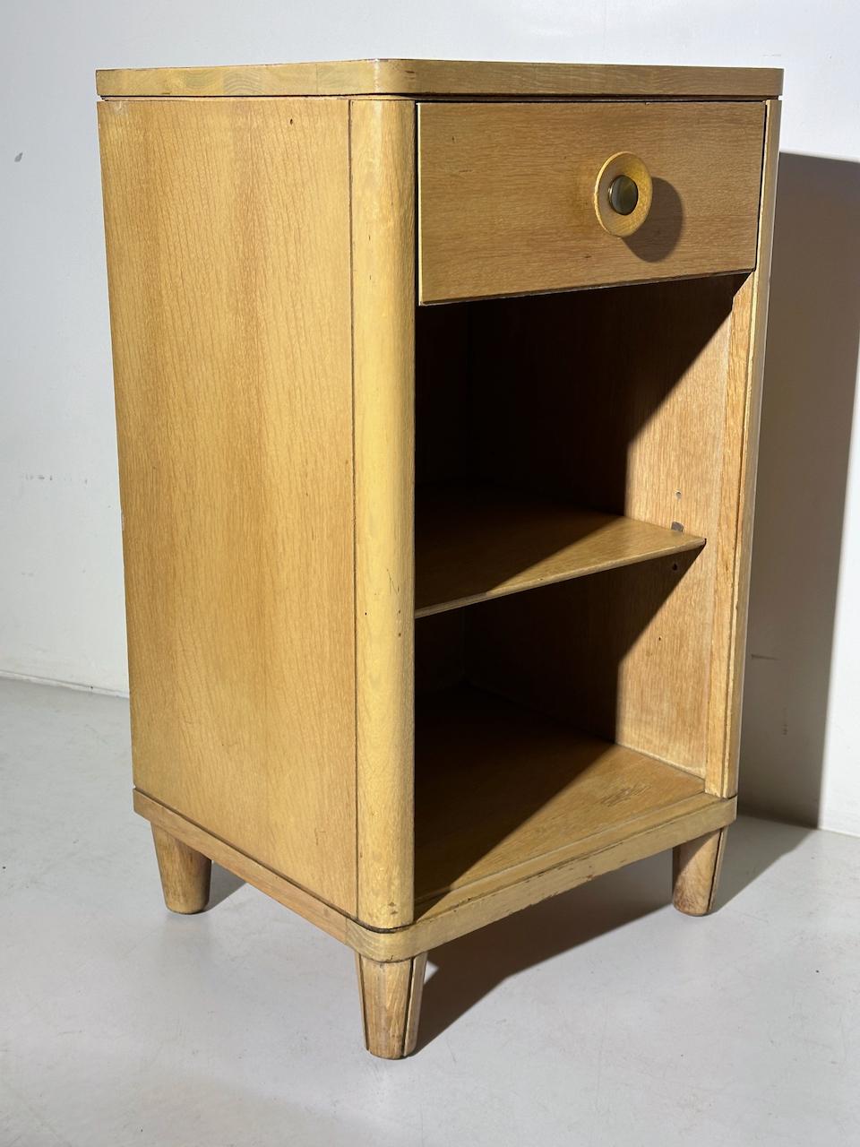 Raymond Loewy for Mengel Bleached Mahogany Nightstand with Drawer & Shelf For Sale 7
