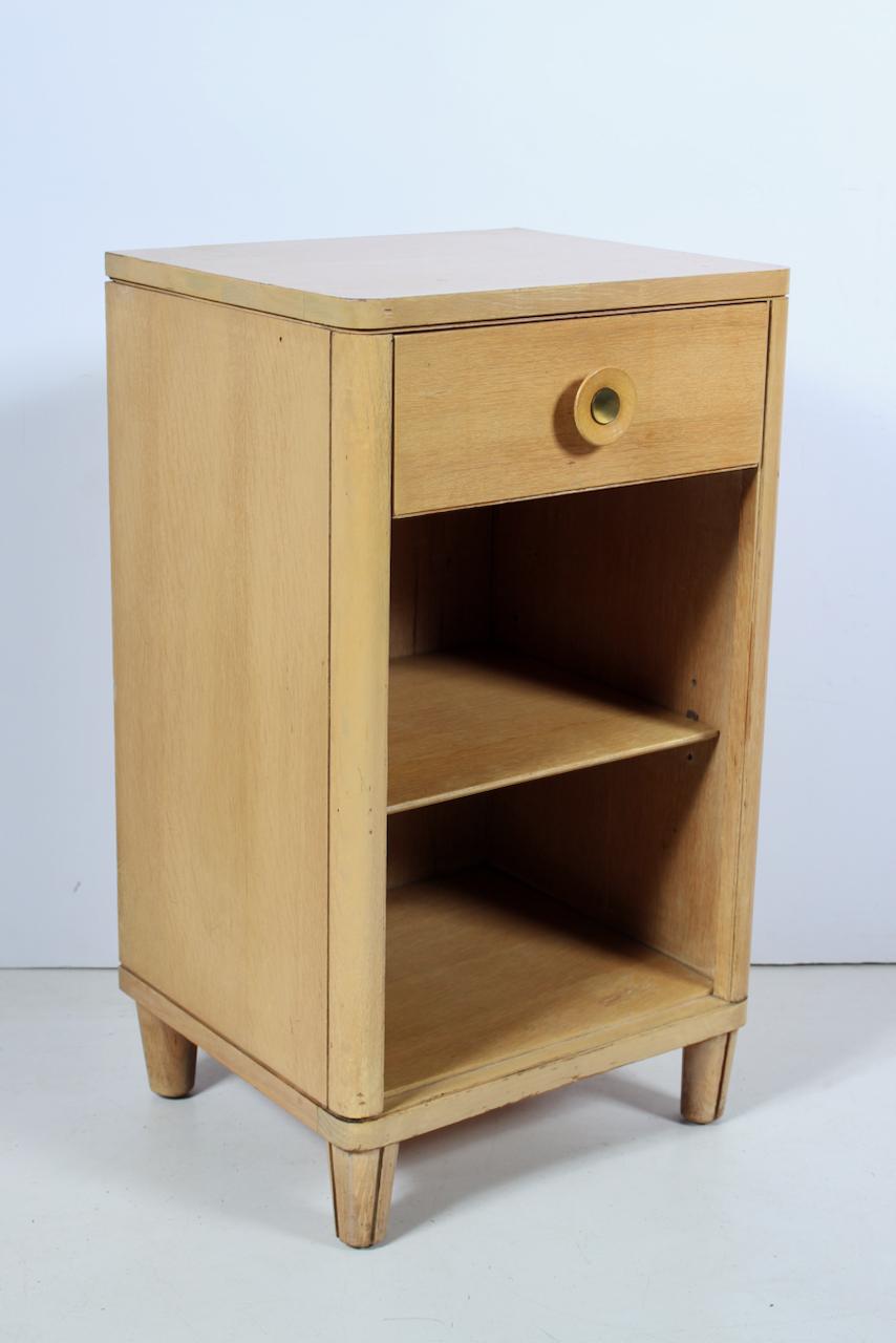 Raymond Loewy for Mengel Bleached Mahogany Nightstand with Drawer & Shelf For Sale 9