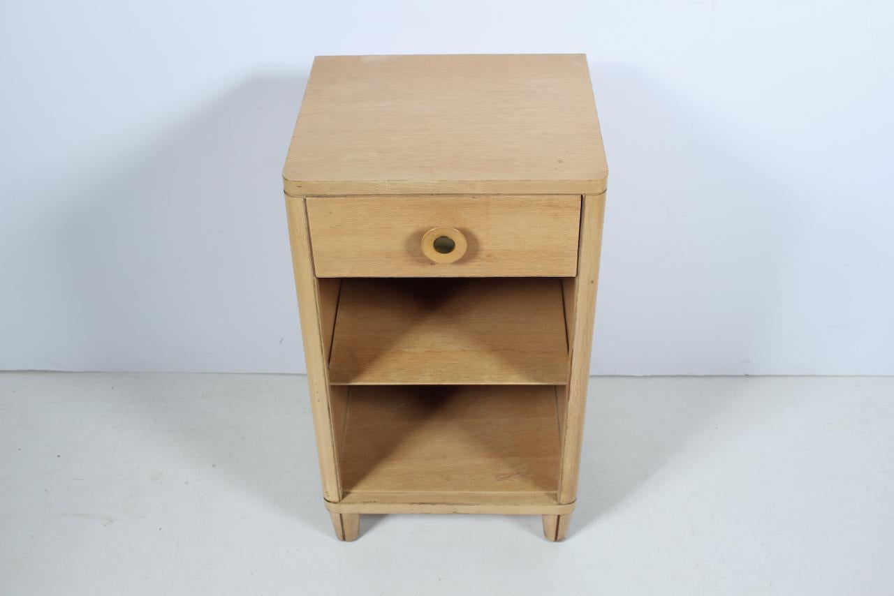 Mid-Century Modern Raymond Loewy for Mengel Bleached Mahogany Nightstand with Drawer & Shelf For Sale