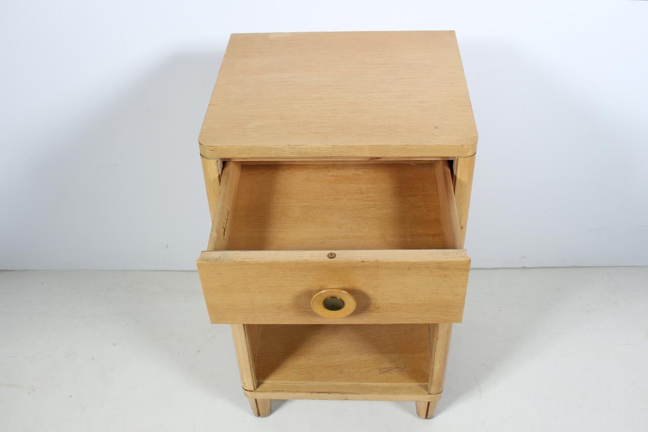 Raymond Loewy for Mengel Bleached Mahogany Nightstand with Drawer & Shelf For Sale 1