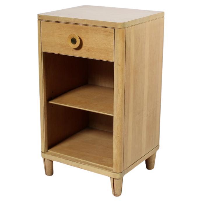 Raymond Loewy for Mengel Bleached Mahogany Nightstand with Drawer & Shelf For Sale