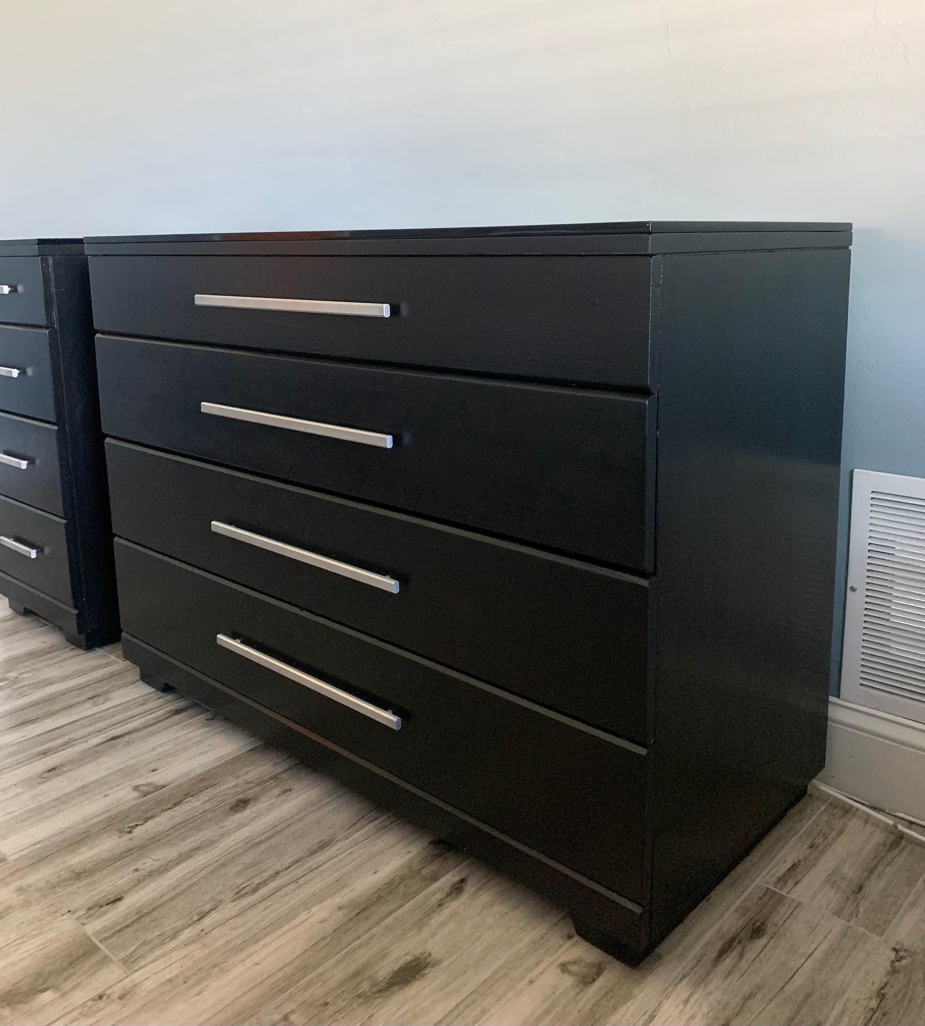 black nightstand with glass top