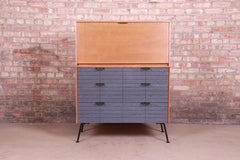 Raymond Loewy for Mengel Drop Front Secretary Desk on Iron Legs, Refinished