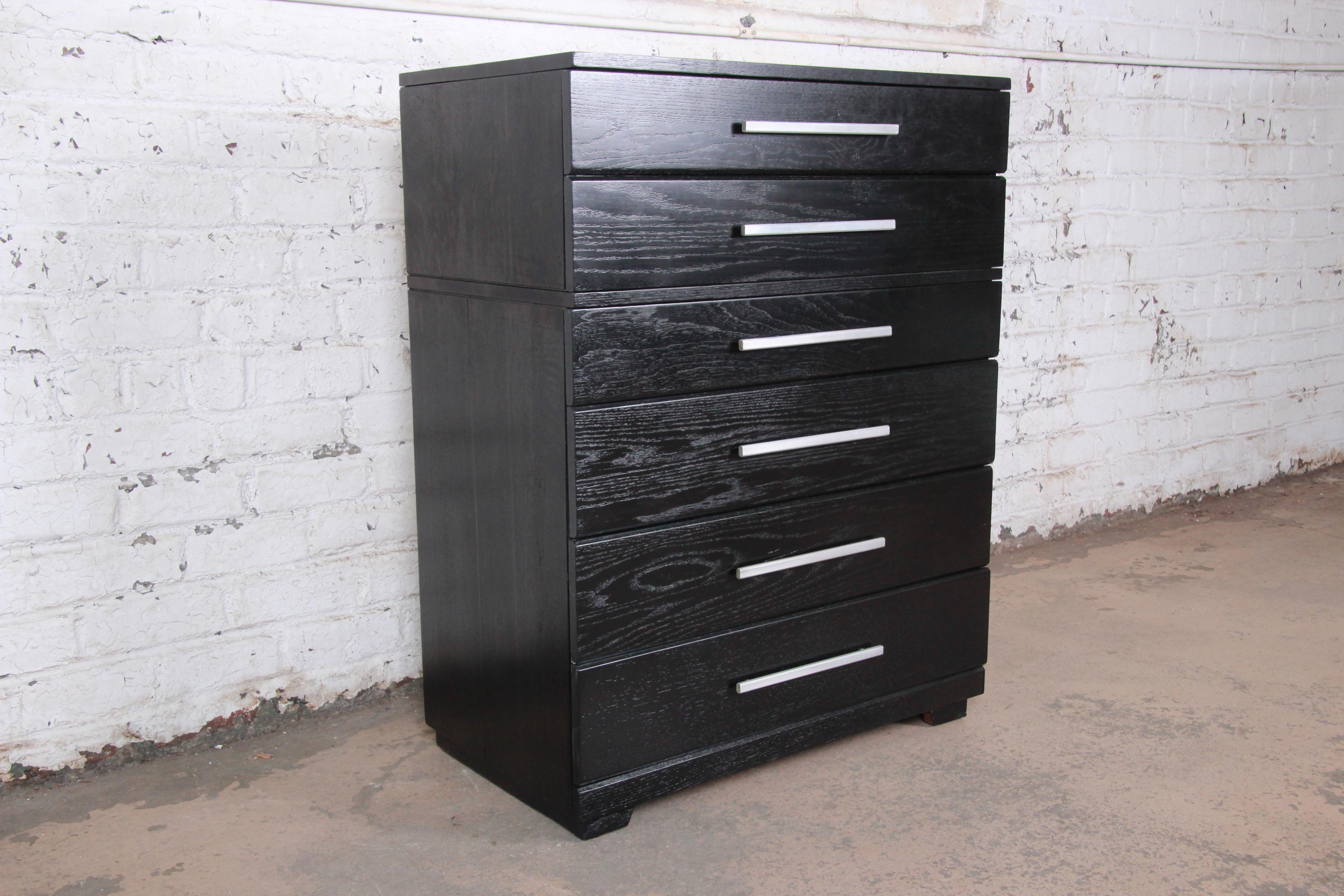 Mid-20th Century Raymond Loewy for Mengel Ebonized Mid-Century Modern Highboy Dresser, 1950s