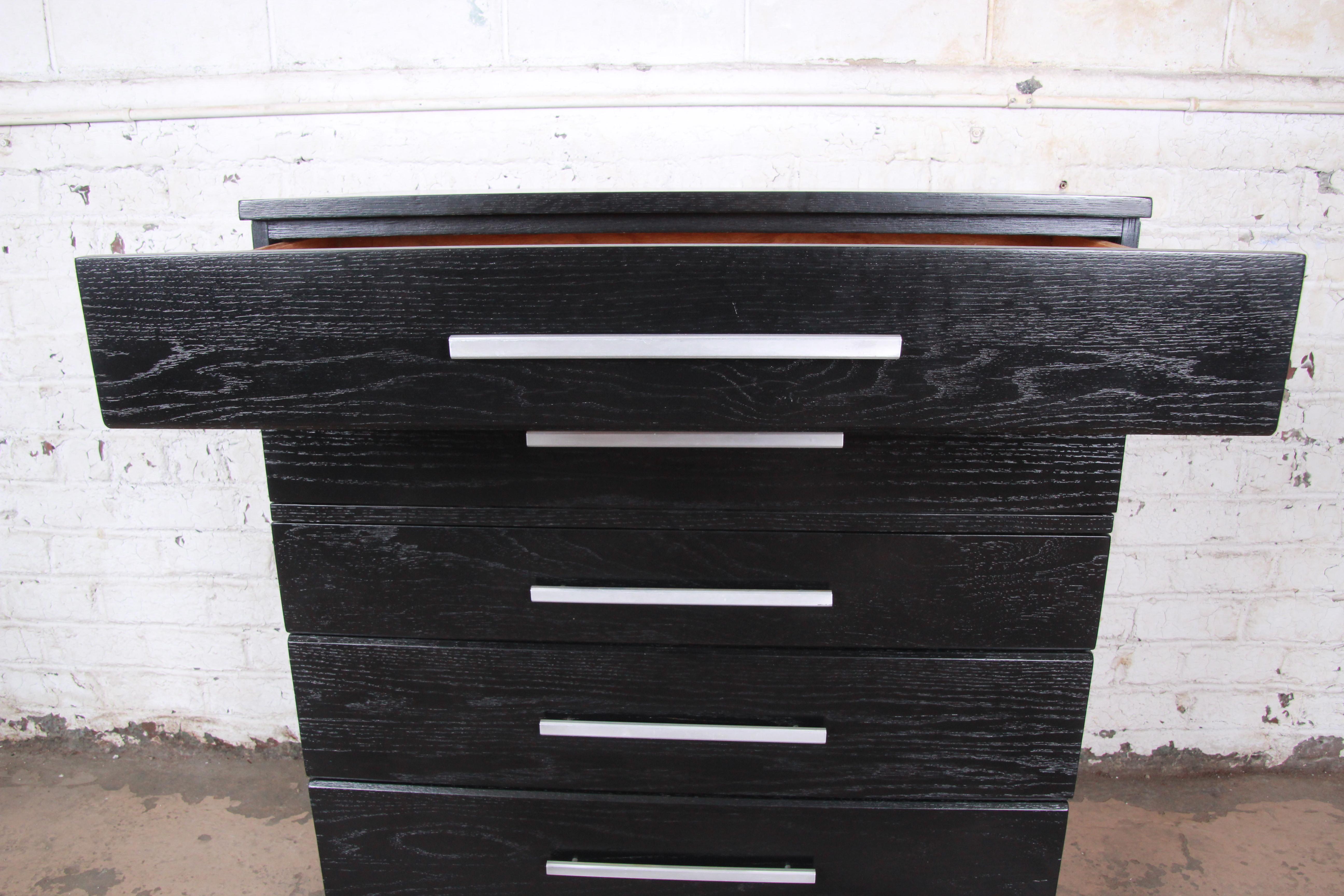 Raymond Loewy for Mengel Ebonized Mid-Century Modern Highboy Dresser, 1950s 1