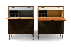 Raymond Loewy for Mengel Fall-Front Walnut and Iron Secretary Cabinets