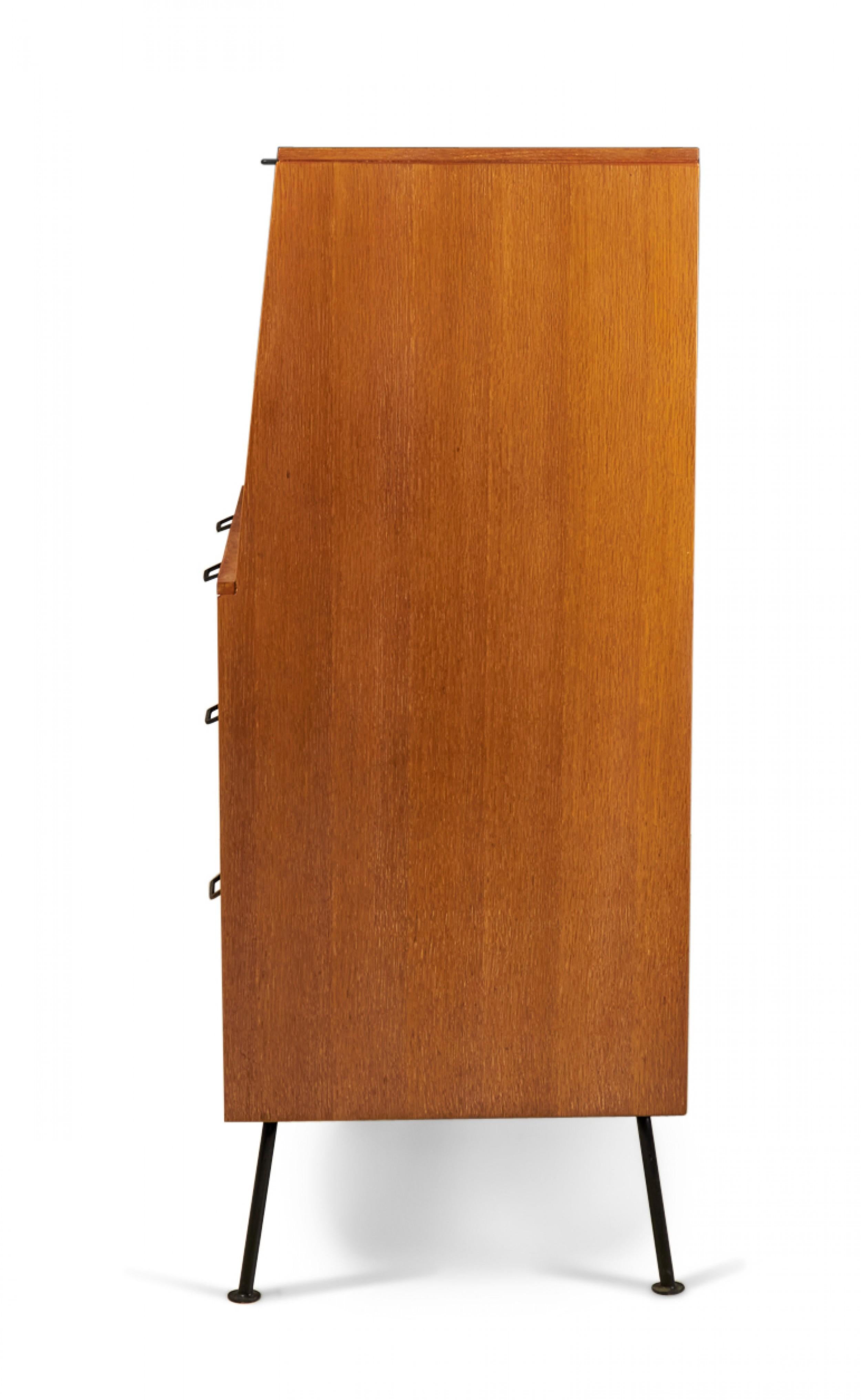 Raymond Loewy for Mengel Fall-Front Walnut and Iron Secretary Cabinets In Good Condition For Sale In New York, NY