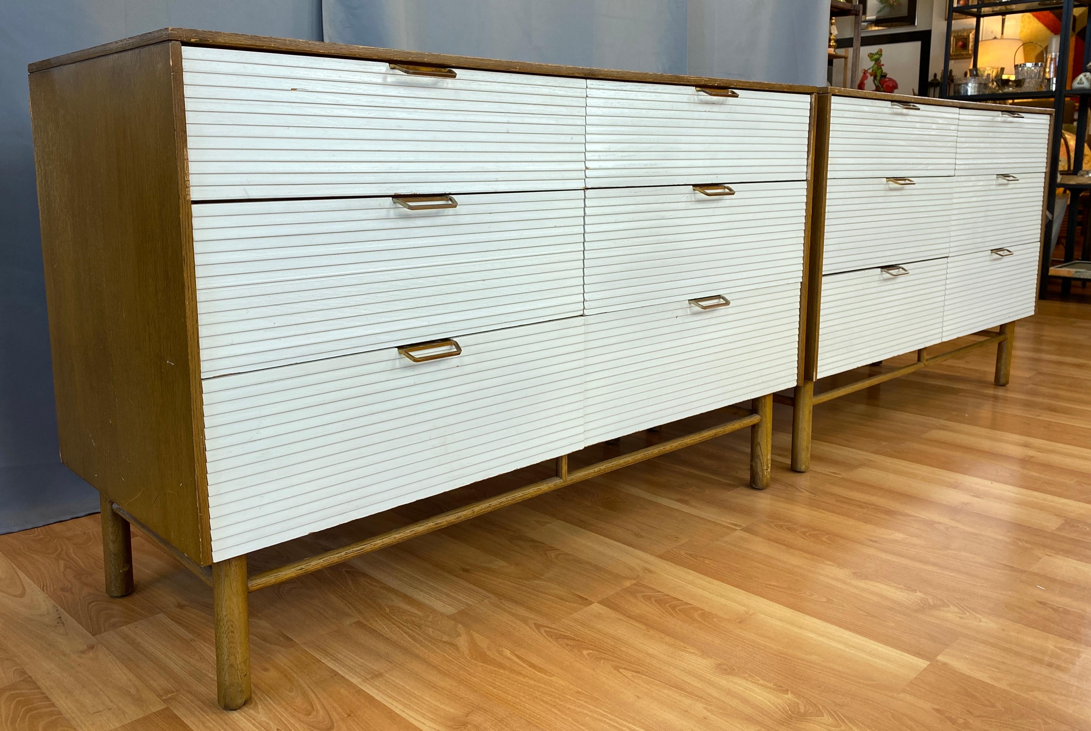 Raymond Loewy for Mengel Furniture Six Drawer Two Tone Dresser 'One Available' In Fair Condition In San Francisco, CA