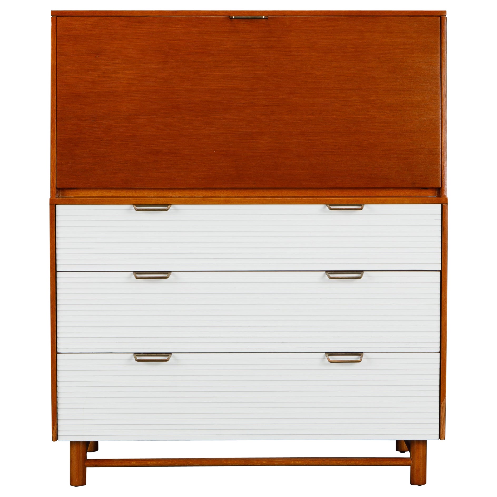 Raymond Loewy for Mengel Highboy Secretary Dresser, circa 1955, Restored, Signed