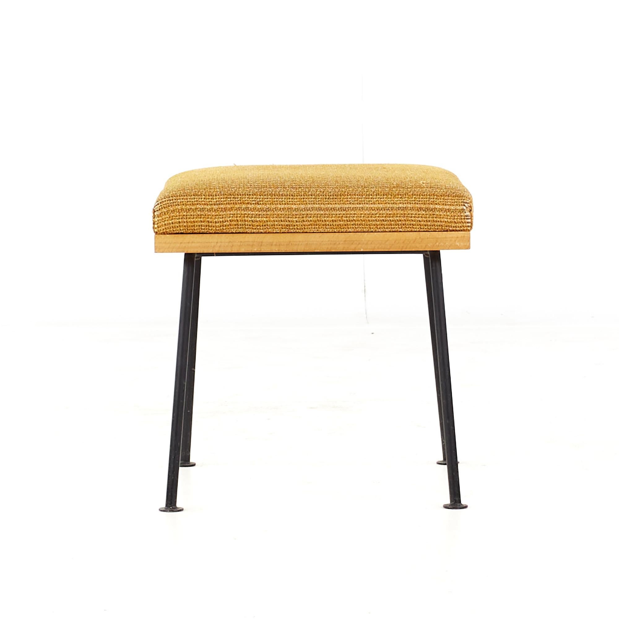 Upholstery Raymond Loewy for Mengel Mid Century Iron Stool For Sale
