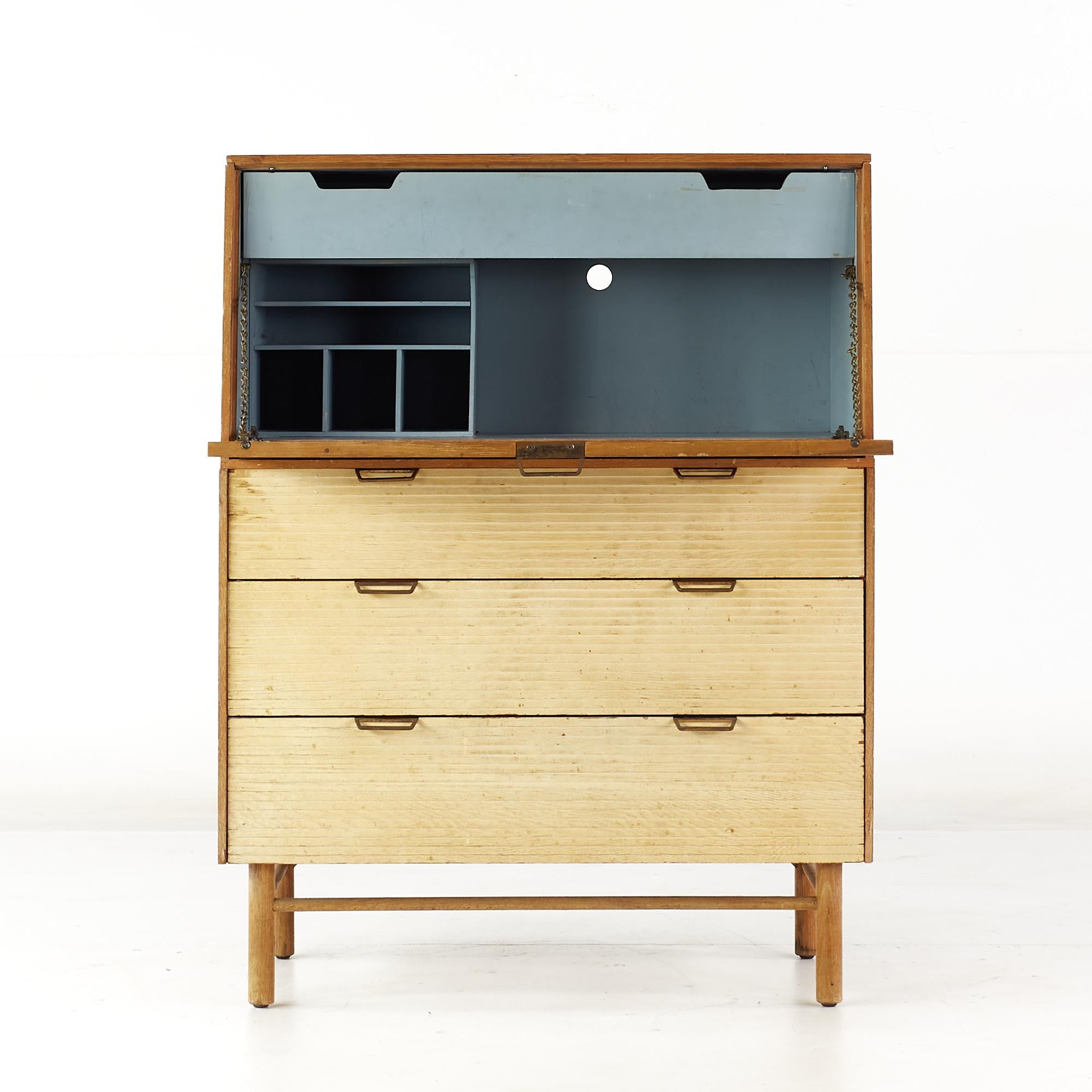 Late 20th Century Raymond Loewy for Mengel Mid-Century Secretary Highboy Dresser For Sale