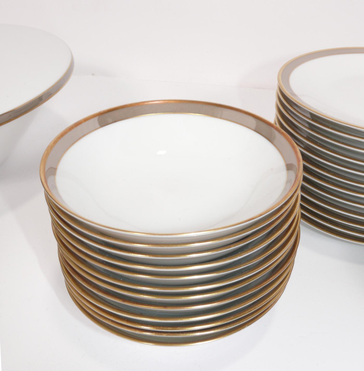 Mid-Century Modern Raymond Loewy for Rosenthal China Set Taupe Band Pattern 106 pieces