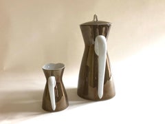 Raymond Loewy for Rosenthal ‘Form 2000' MCM Coffee Pot and Creamer Taupe Crystal