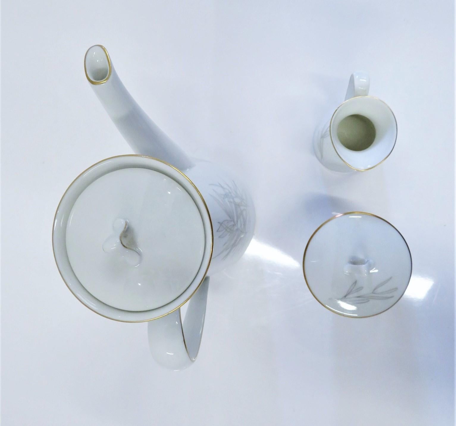 Allemand Raymond Loewy pour Rosenthal, Allemagne, service à café moderne à motifs de gazons, 3 pièces en vente