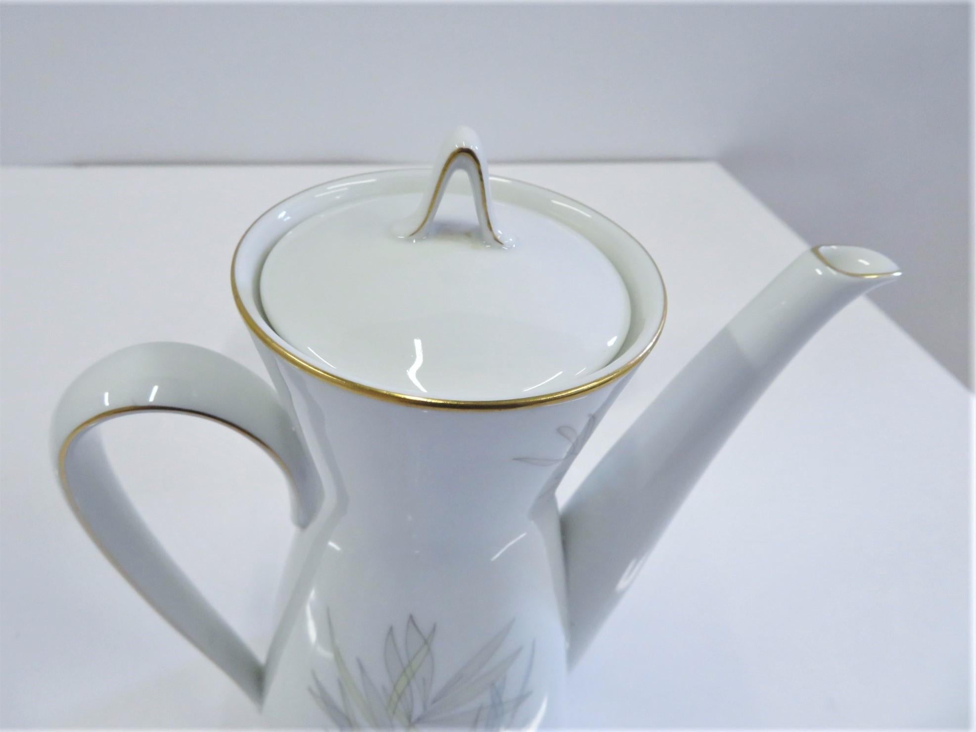 Ceramic Raymond Loewy for Rosenthal Germany Modern Grasses Pattern Coffee Service 3 Pcs For Sale