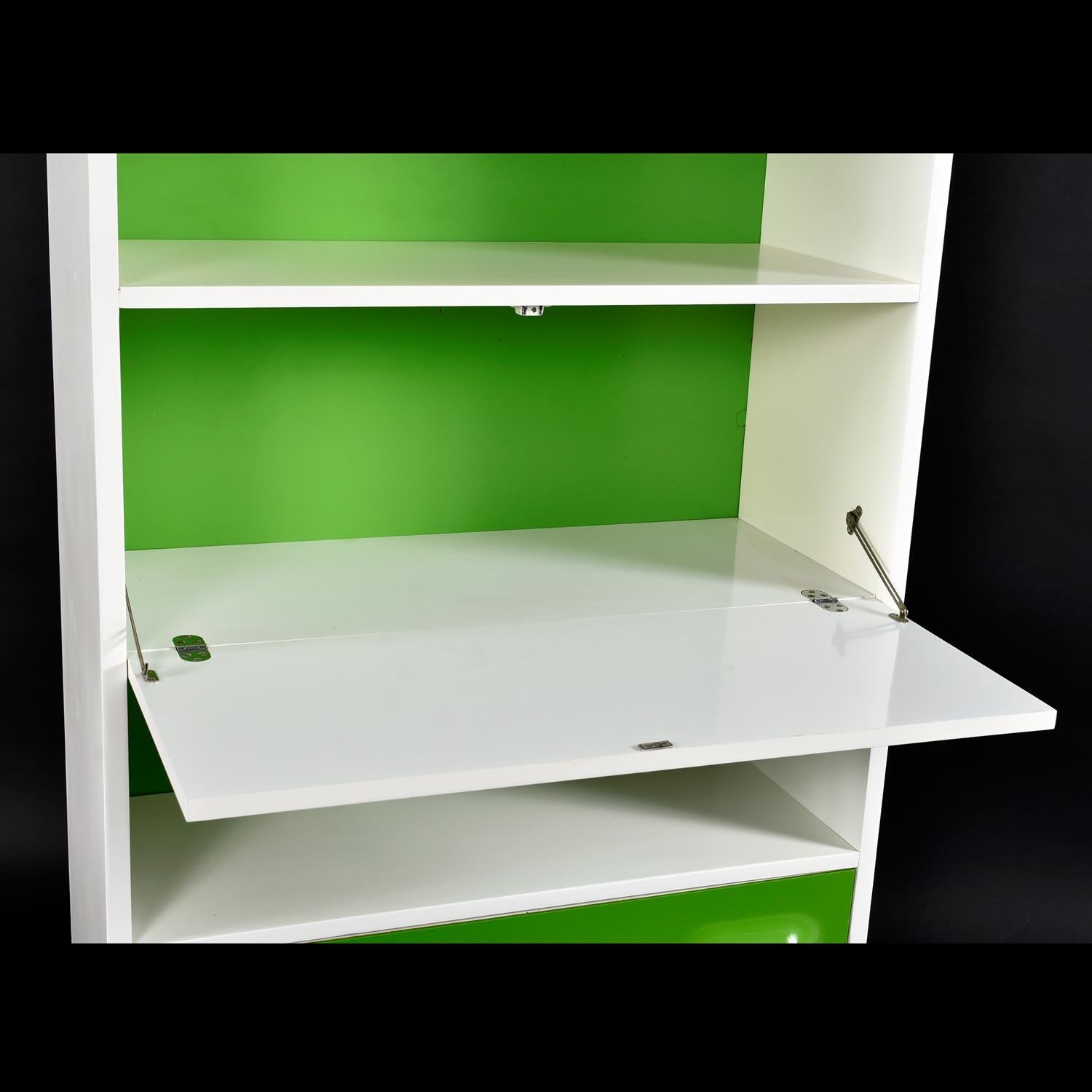 American Raymond Loewy Inspired Green Chapter One Desk-Bar Bookcase by Broyhill Premier