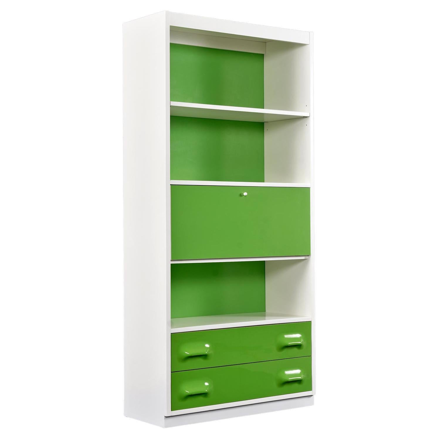 Raymond Loewy Inspired Green Chapter One Desk-Bar Bookcase by Broyhill Premier
