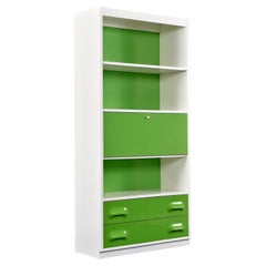 Vintage Raymond Loewy Inspired Green Chapter One Desk-Bar Bookcase by Broyhill Premier