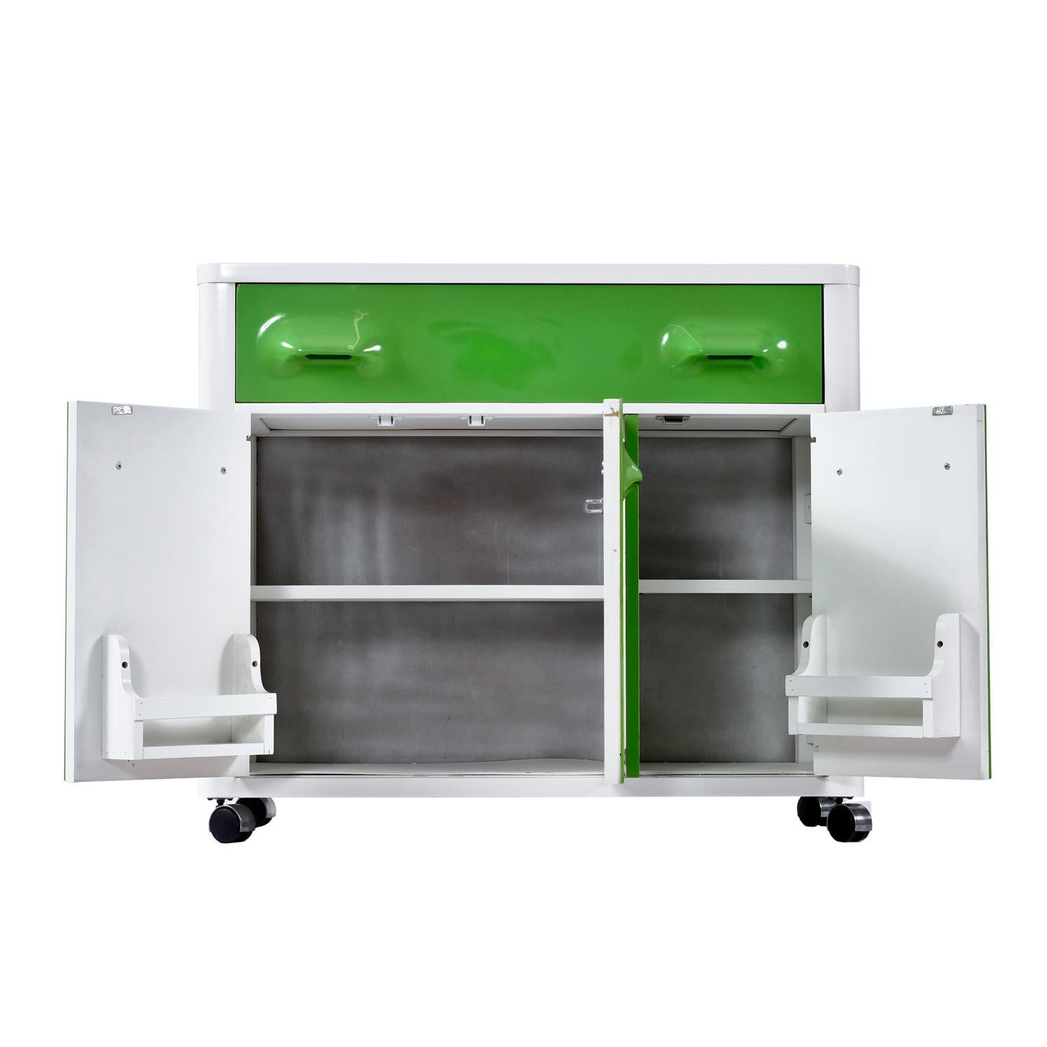 Late 20th Century Raymond Loewy Inspired Green Chapter One Dry Bar Buffet by Broyhill Premier