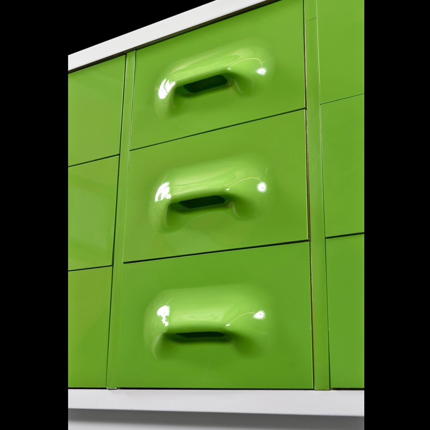 Molded Raymond Loewy Inspired Green Chapter One Triple Dresser by Broyhill Premier