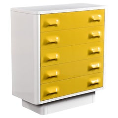 Mid-Century Raymond Loewy Inspired Yellow Chapter One Highboy Dresser Chest