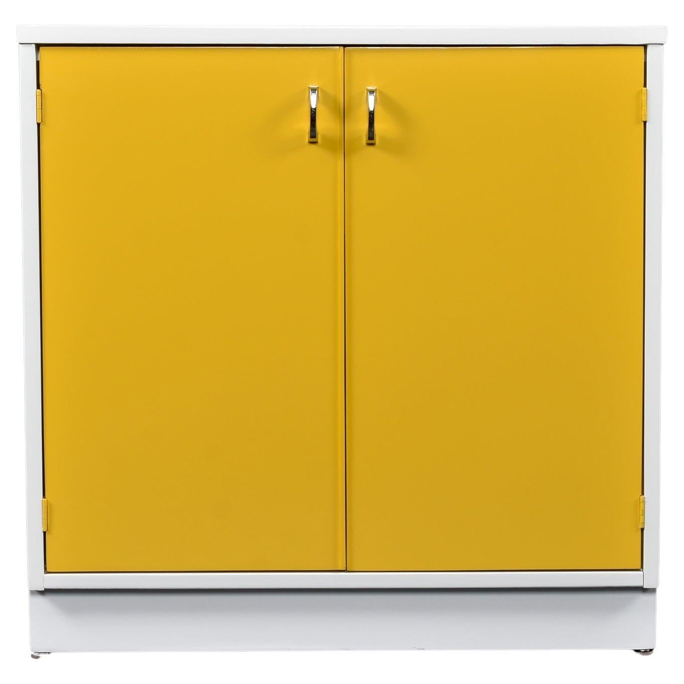 The FMV restoration team pulled no punches on this Broyhill Chapter One Dry Bar / Media Cabinet, and the end result exceeded our expectations. Every inch of painted wood  was professionally sanded primed and painted. The doors were originally green,