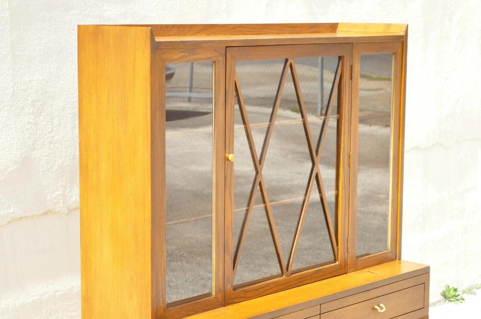 Mid-Century Modern Raymond Loewy Mengel Mid Century Modern Sculpted Oak Bookcase China Cabinet For Sale