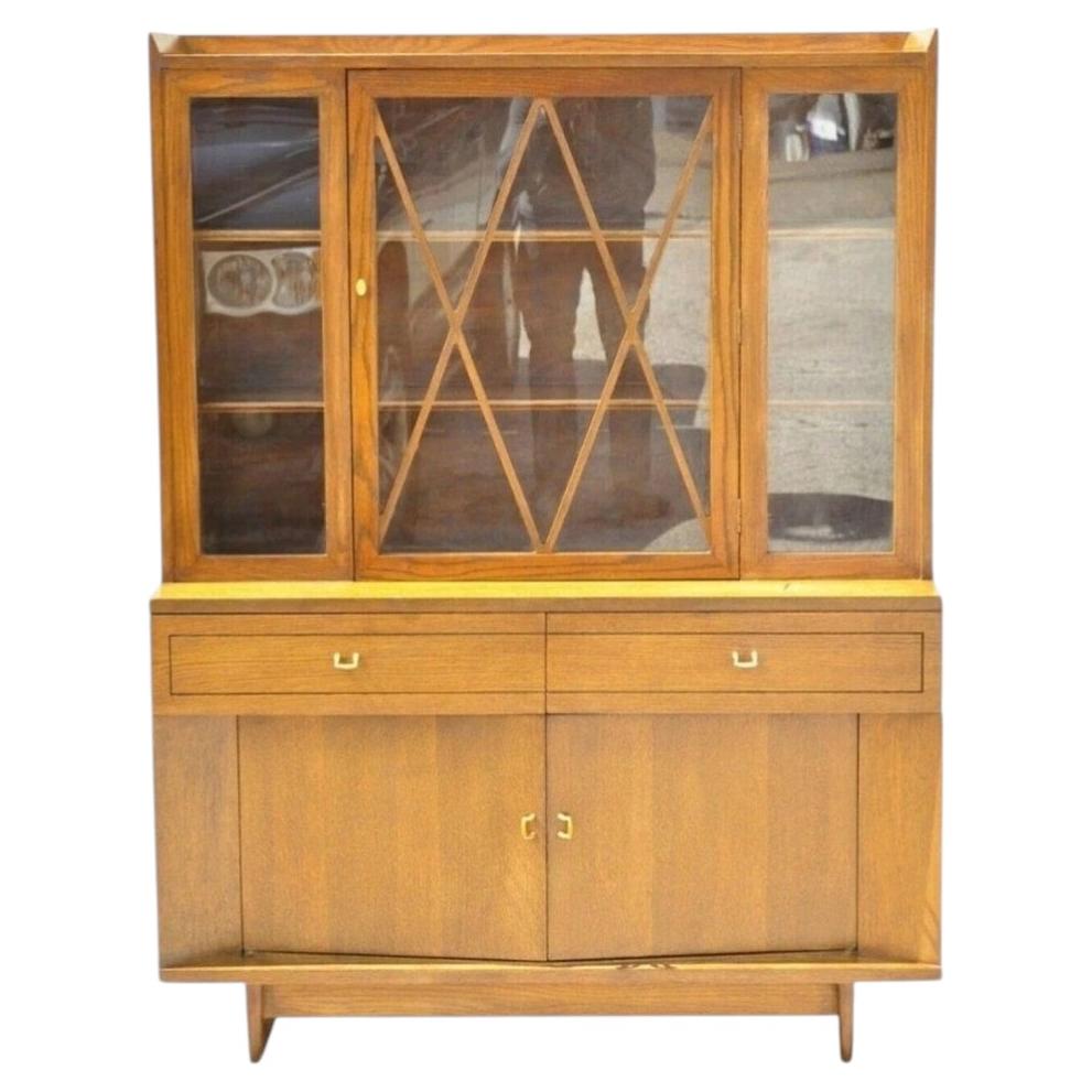 Raymond Loewy Mengel Mid Century Modern Sculpted Oak Bookcase China Cabinet For Sale