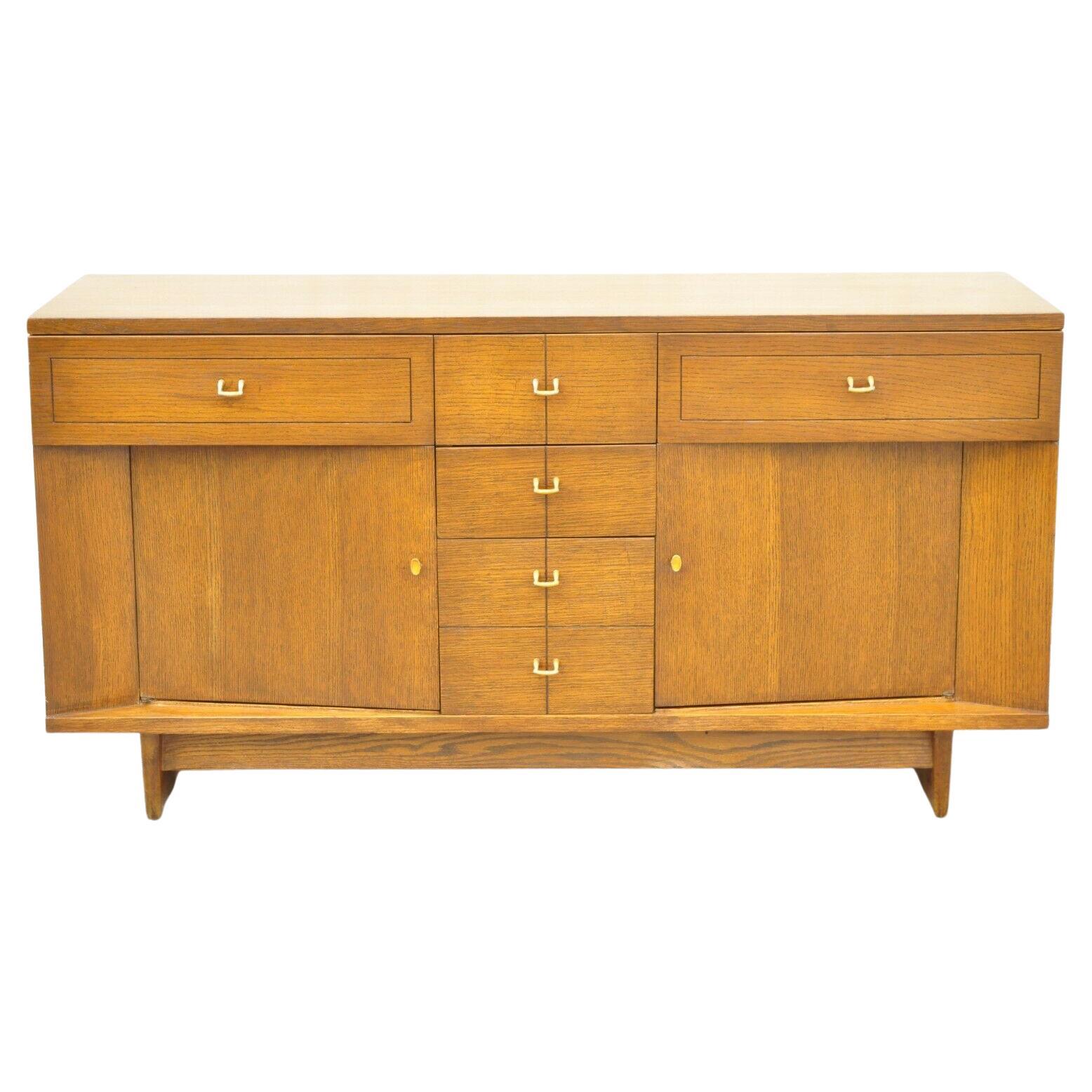 Raymond Loewy Mengel Mid Century Modern Sculpted Oak Buffet Credenza For Sale