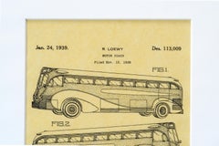 Raymond Loewy Motor Coach 1939 Patent Print Mounted in Double Window Mat