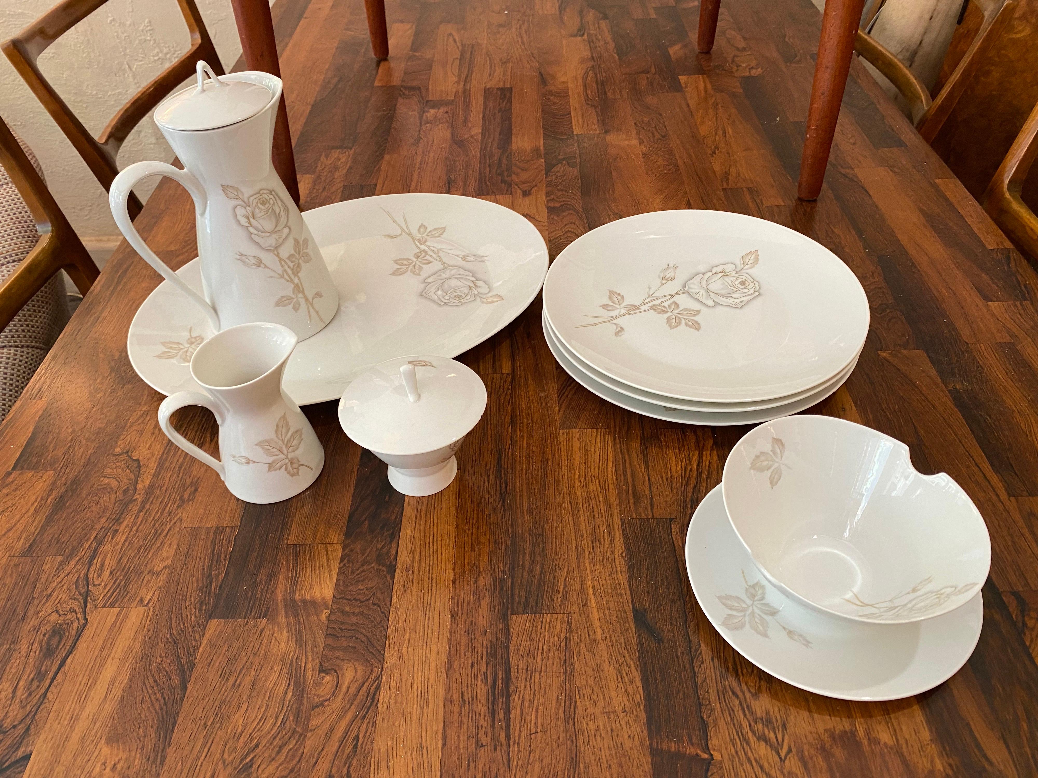 Raymond Loewy Set of Dishes Classic Rose/  74 Pieces Rosenthal, Germany In Good Condition In Philadelphia, PA