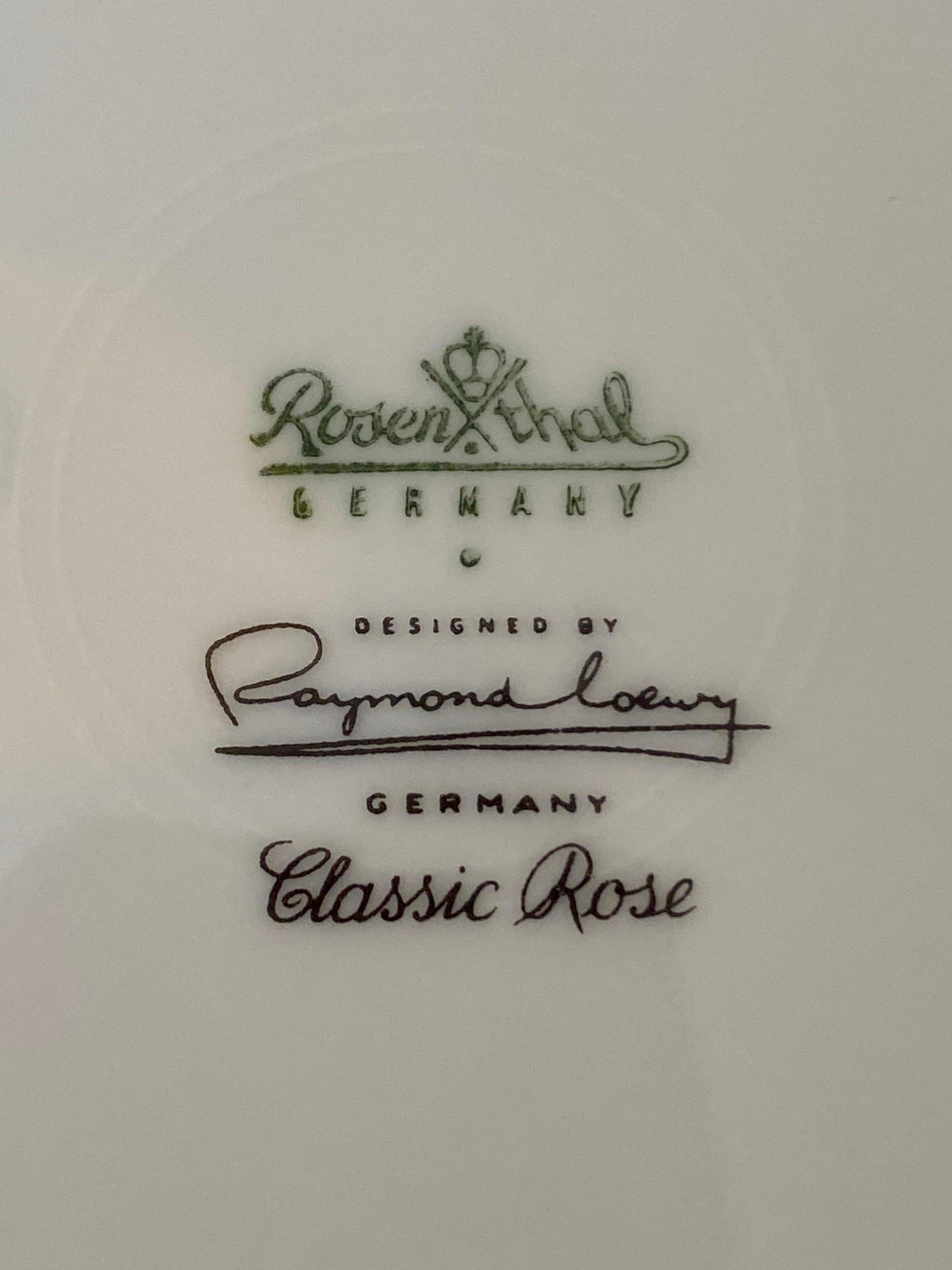 Porcelain Raymond Loewy Set of Dishes Classic Rose/  74 Pieces Rosenthal, Germany