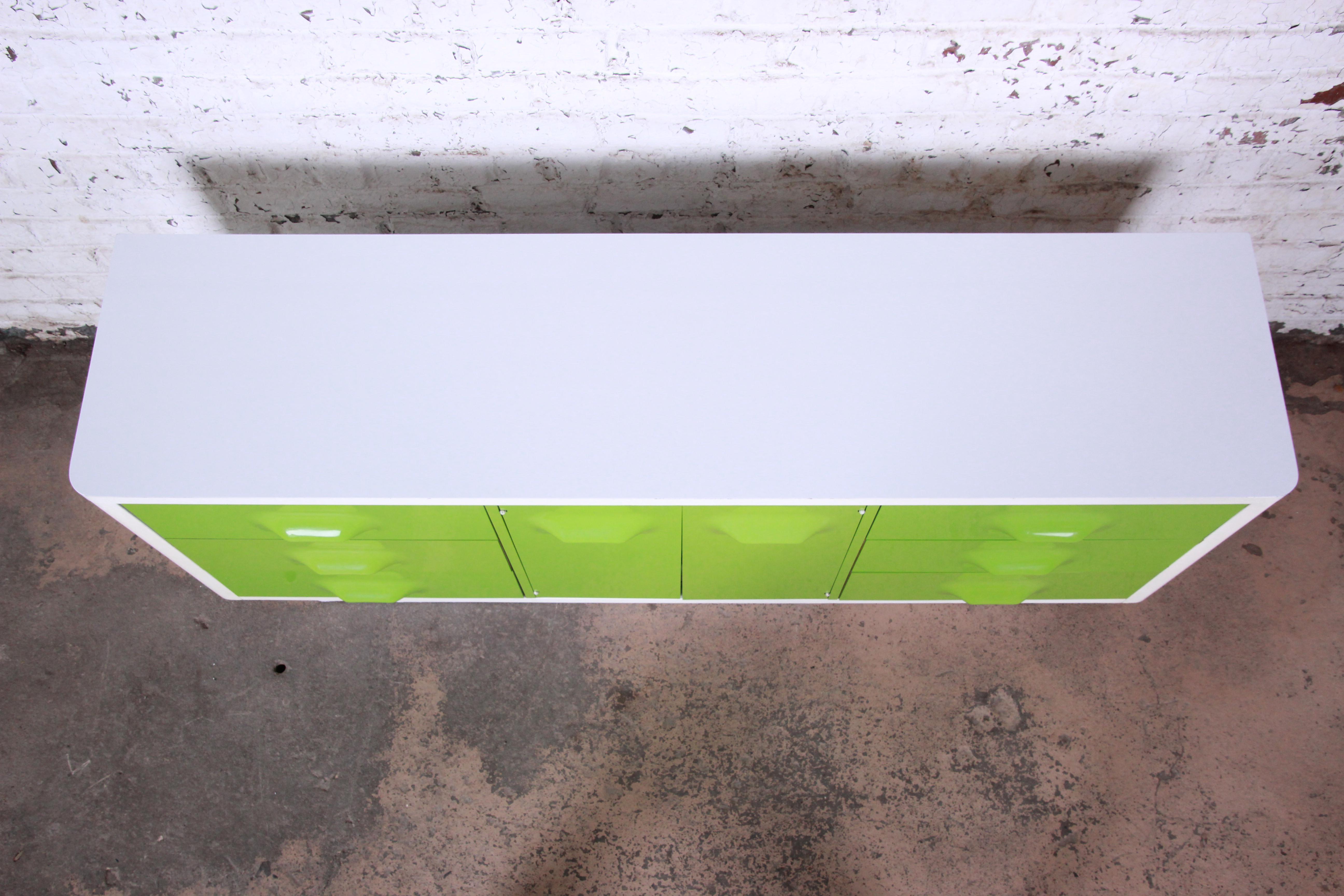 Mid-Century Modern Raymond Loewy Style Space Age Atomic Credenza or Media Cabinet by Broyhill