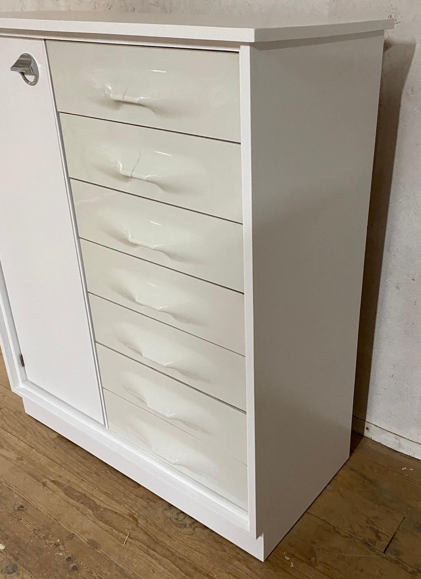 Painted Raymond Loewy Style Tall Dresser For Sale