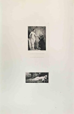 Nymphe et le Titien et la Duchesse  de Ferrare - Etching by R. Lefevre - 1870s