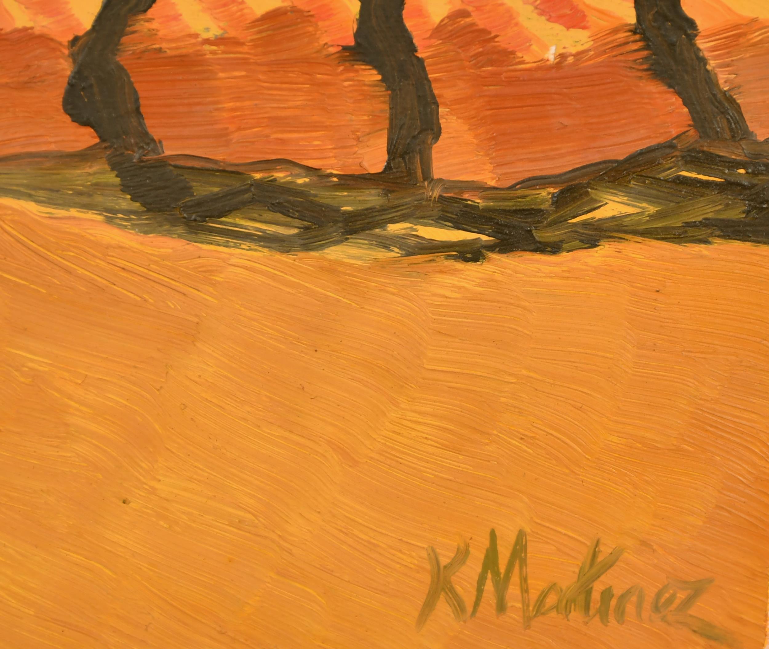 Magnifique huile sur carton des années 1950 représentant le Monte Ontanteto, en Toscane, au coucher du soleil, par Raymond Martinez.

L'œuvre bénéficie d'une excellente provenance, puisqu'elle a été vendue à l'origine par la célèbre Lefevre Gallery,