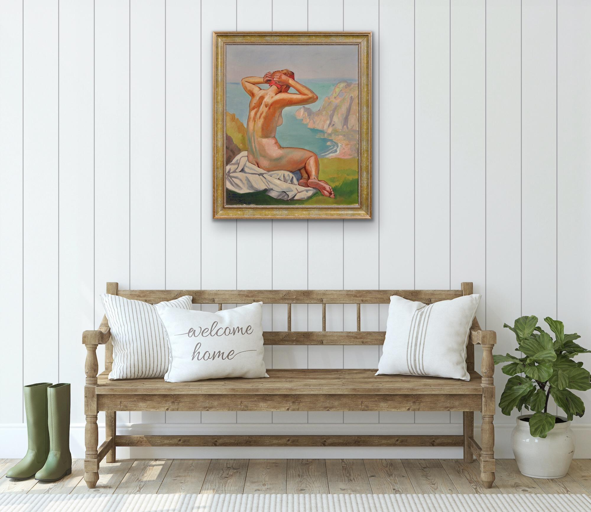 The Lady of the Cliffs, 1927. Nude Clifftop Sunbathing. French Arts Décoratifs. For Sale 10