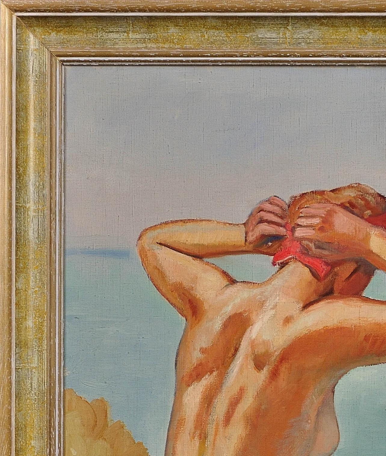 The Lady of the Cliffs, 1927. Nude Clifftop Sunbathing. French Arts Décoratifs. For Sale 16