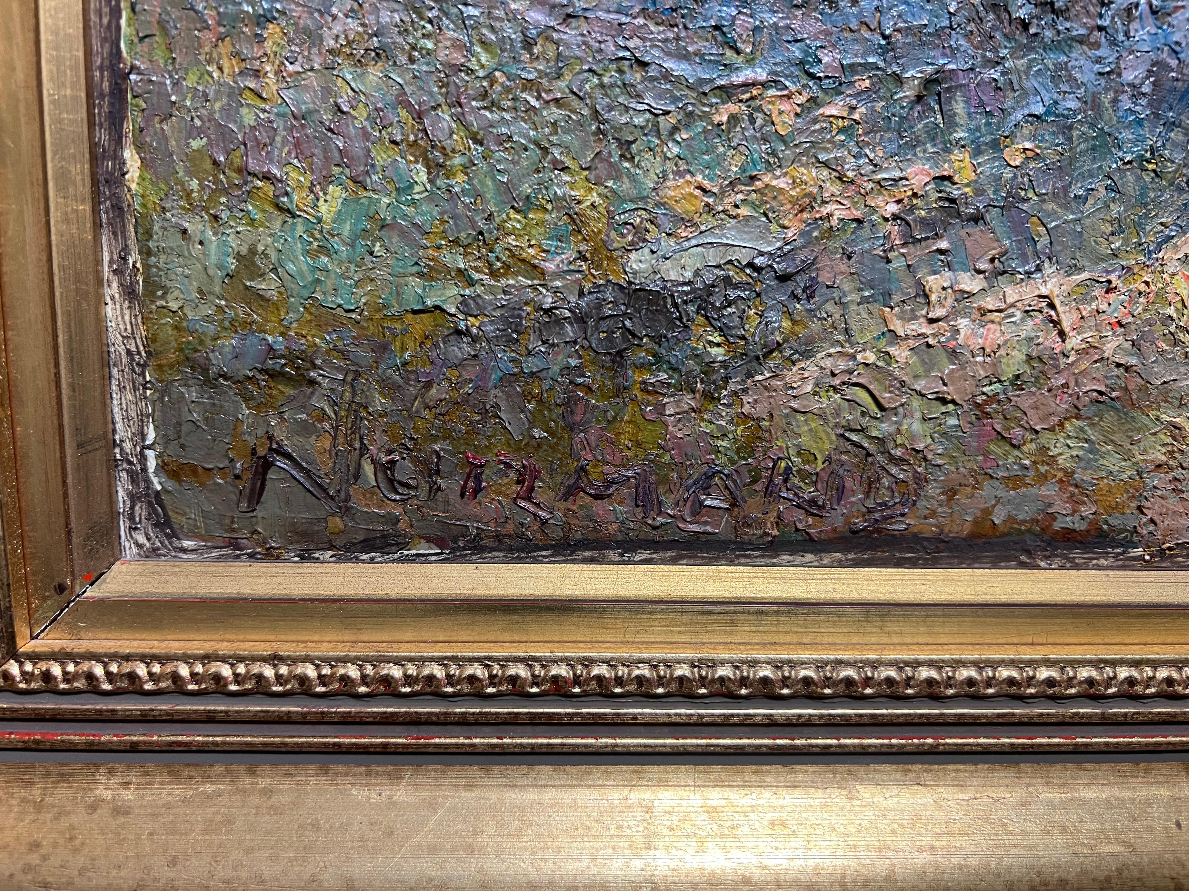 Pittura a olio post impressionista Oliveti con cielo blu Pittura francese in vendita 5
