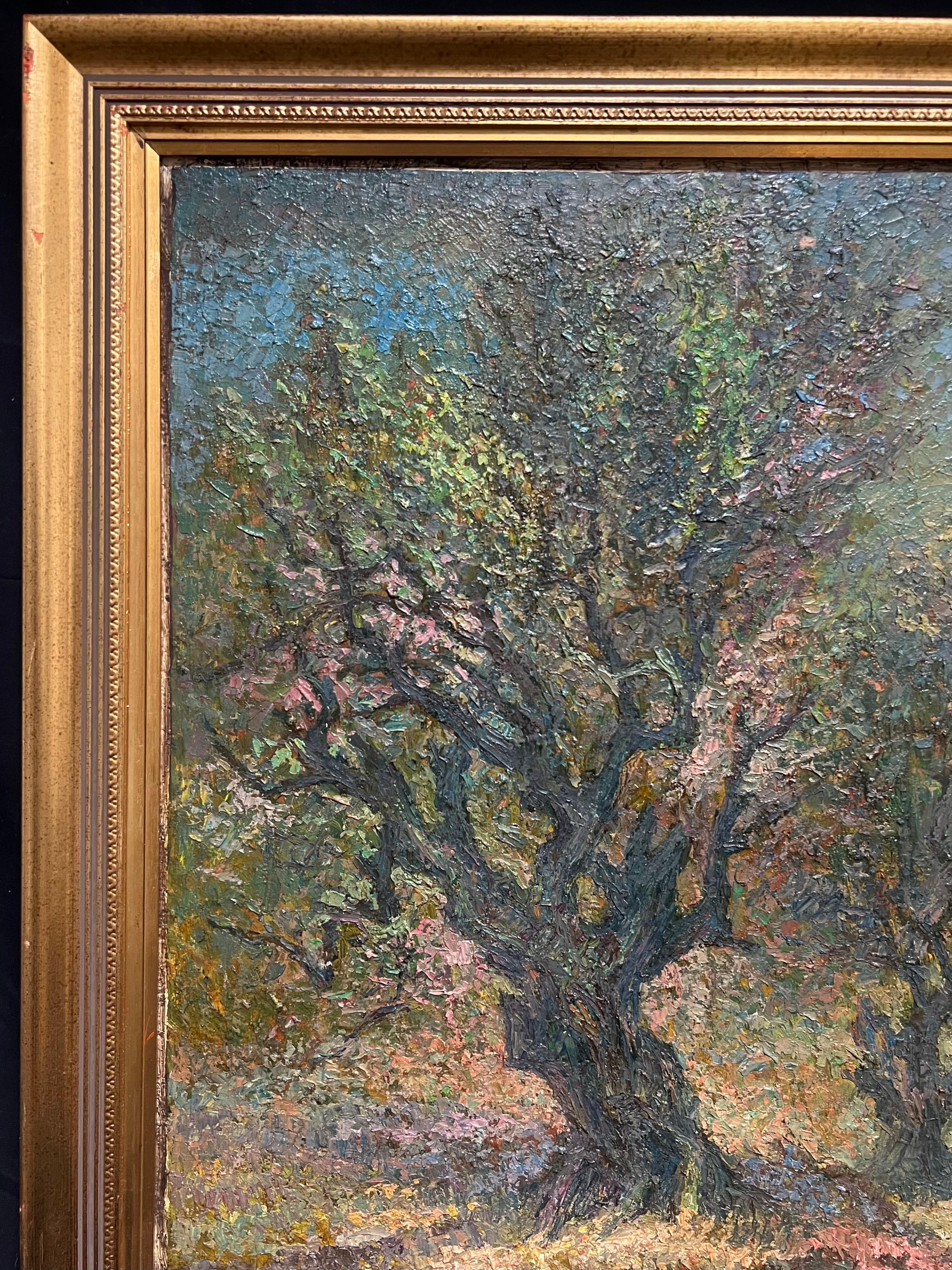 Pittura a olio post impressionista Oliveti con cielo blu Pittura francese in vendita 6