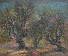 Pintura al óleo postimpresionista Olivares bajo cielo azul Pintura francesa